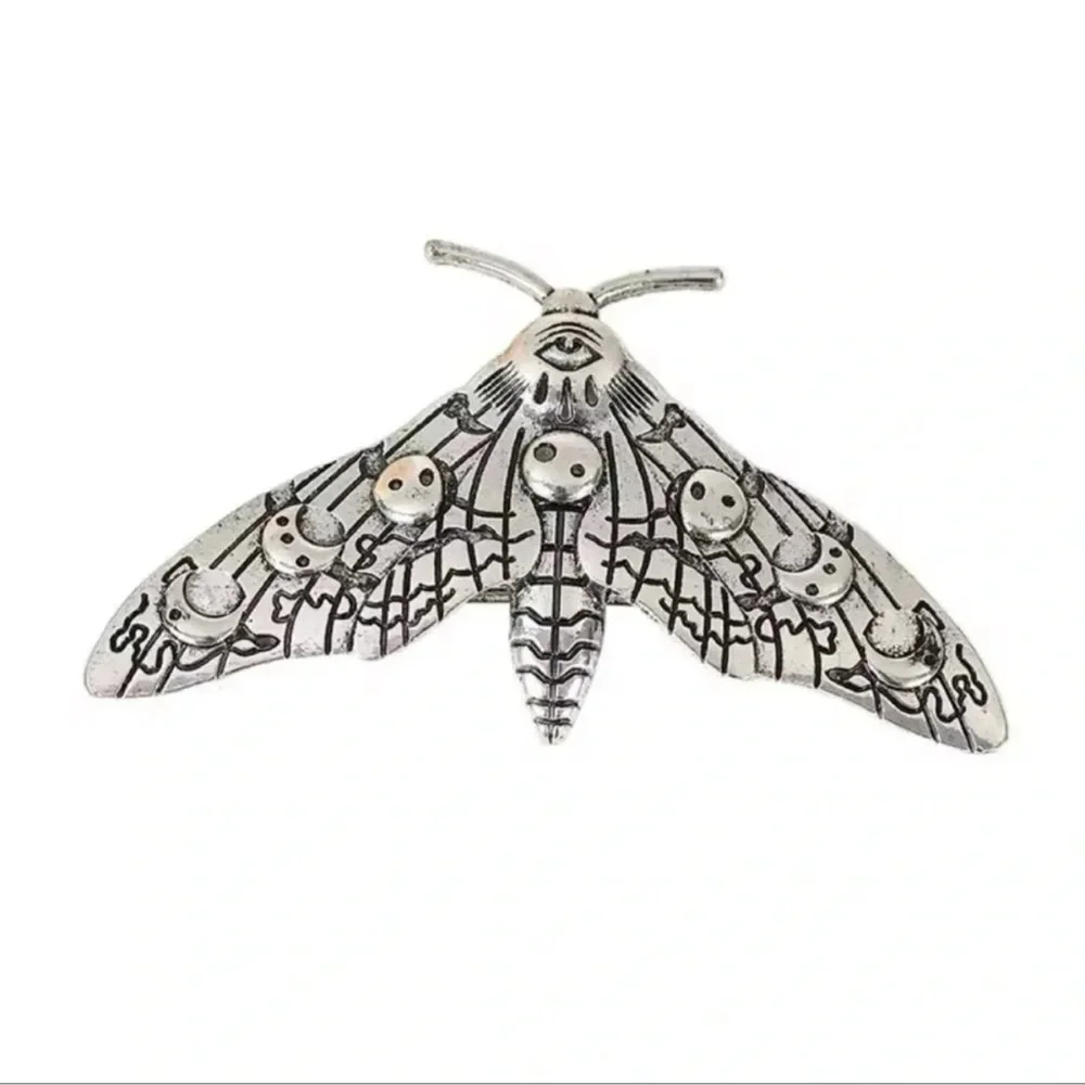 Gothic Silver Moth Hair Pin